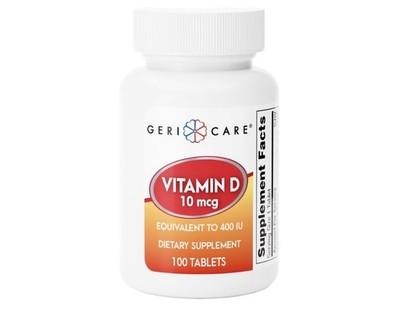 Gericare Vitamin Supplement D3 400 IU Tablets 10 mcg 100 Count