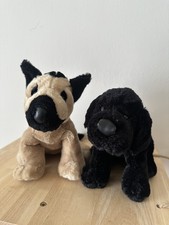Ganz Webkinz German Shepherd and Ganz Black Dogs, Plush Stuffed Animals Toys 8"
