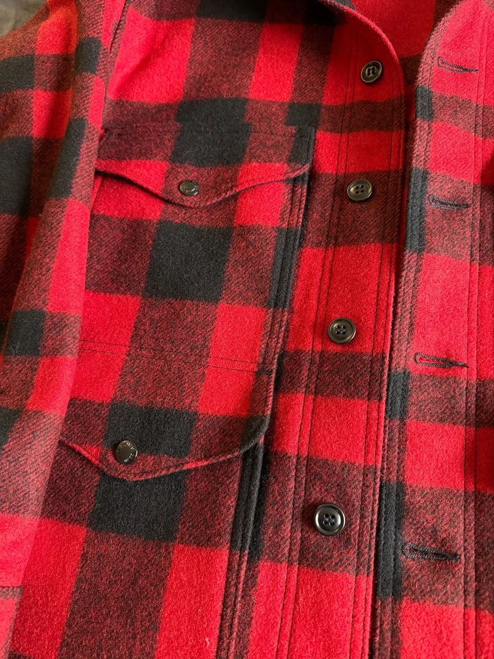 Large - Filson Mackinaw Wool Cruiser Red Buffalo Plaid Check - Image 3 of 4