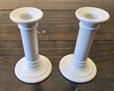Set of 2 White Ceramic Candlestick Holders-6 ...