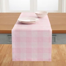Linen Checkered Table Runner 120 Inches Long - 100% Pure Linen Marshmellow Pi...