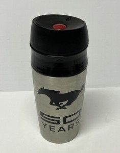 Ford Mustang 50 Years Anniversary 20 Oz Logo Silver Stainless Steel Tumbler Mug