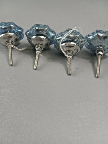 Set 4 Drawer/Cabinet Pull Acrylic Scalloped Blue Crackle - Picture 5 of 6