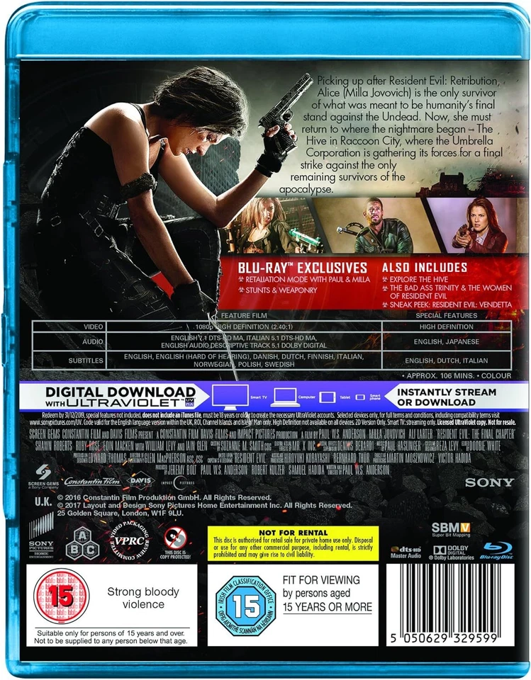 Resident Evil The Final Chapter [2017] [Region Free] - Image 2 of 3