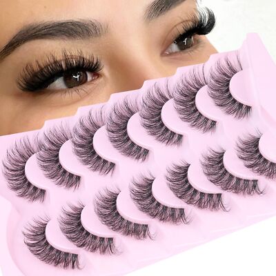 False Eyelashes Cat Eye Lashes Wispy 15mm Strip Eyelashes Thin Band Natural