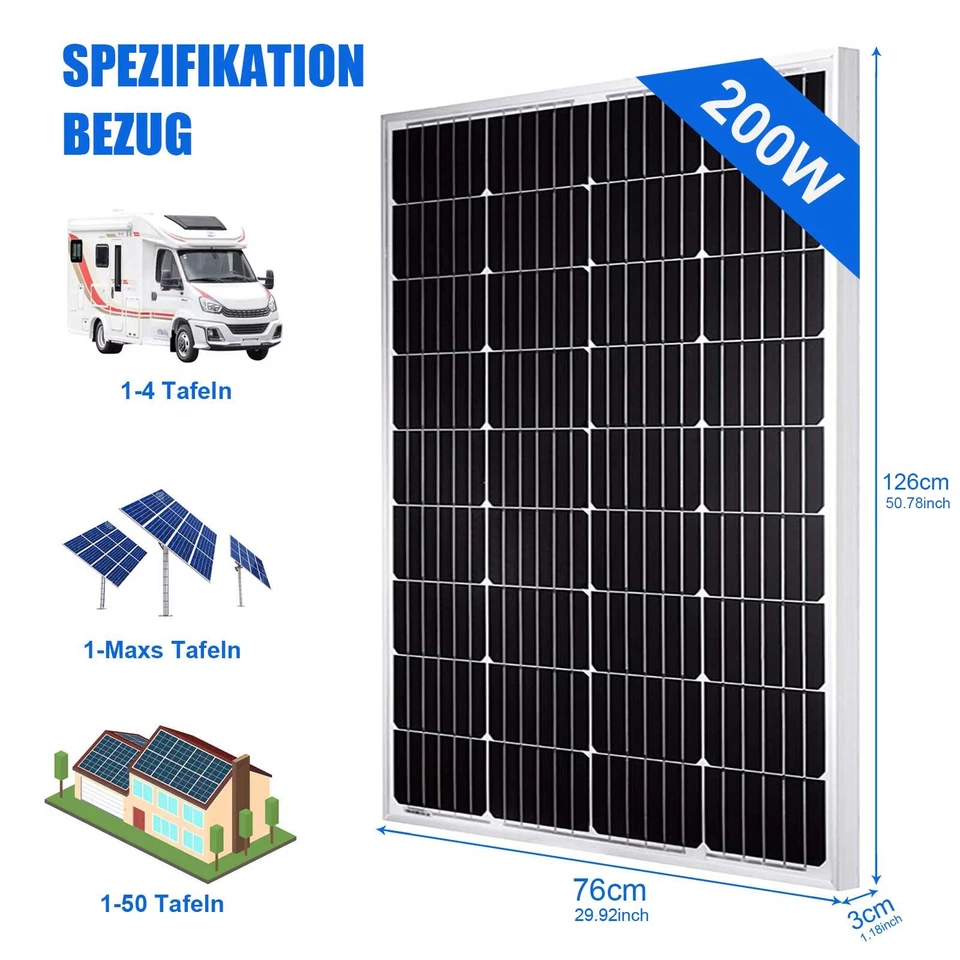 400W Wohnmobil Set Solaranlage Komplettpaket Solarmodul Mit PV Halterung Camping - Bild 2 von 4