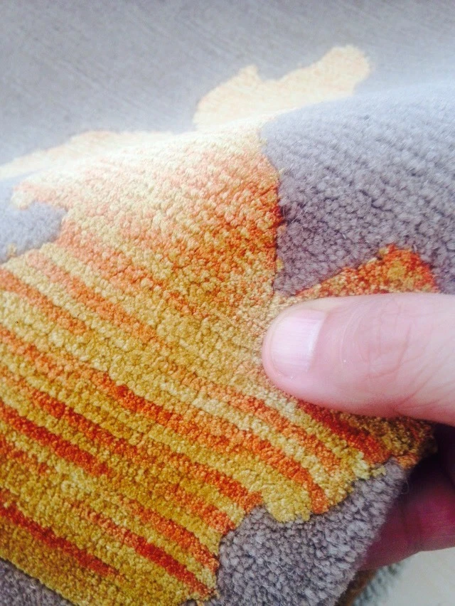 Tibetan oriental Area Rug  carpet gray gold silk & wool hand Knotted Damask. - Image 4 of 4