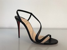 NEW CHRISTIAN LOUBOUTIN Slingback Stiletto Black Leather Sandal Heel Shoe 39.5EU