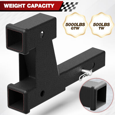 #ad Universal 4000LB Dual 2quot; Trailer Receiver Hitch Rise Drop Adapter Extender Tow $29.99