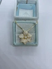 2Ct Round Cut Lab Created Diamond Flower Pendant 14K Yellow Gold Finish