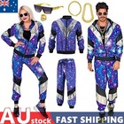 Unisex 80s 90s Mens Shell Suit Costume Sports Tracksuit Neon Fancy Dress Outfit