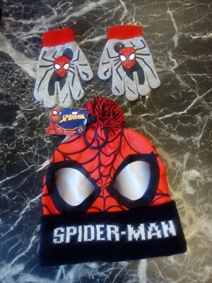 JUNGEN MARVEL SPIDER-MAN BOMMELMÜTZE UND HANDSCHUHE SET NEU