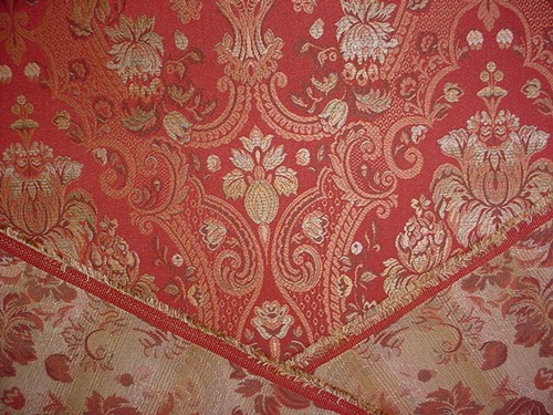 3-1/2Y KRAVET 26689 BRICK COPPER FRENCH FLORAL DAMASK BROCADE UPHOLSTERY FABRIC - Picture 4 of 4