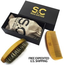 HANDMADE Beard Comb  Boars Hair Beard Brush Gift SET