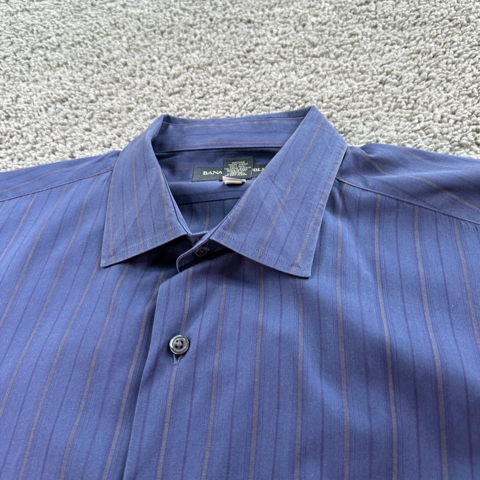 Banana Republic 正装衬衫男式特大号条纹长袖纽扣 — 第 2/4 张图片