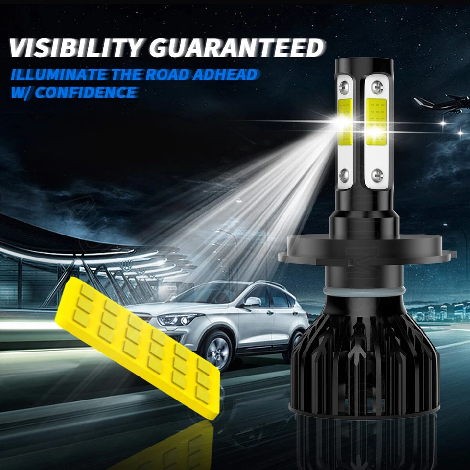 H4 9003 Super High Low Beam White LED Lights Bulbs For Nissan Cube 2009-2014 - Image 3 of 4