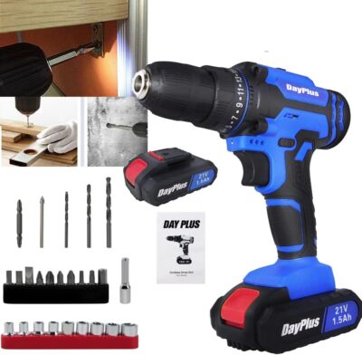 21V Electric Cordless Drill 3/8''Wireless Power Driver Screwdriver+Battery Drill
