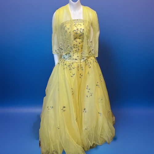 Vintage Alyce Designs Dress Size 4 Quinceanera Yellow Must See Beaded Ball Gown - Picture 4 of 8