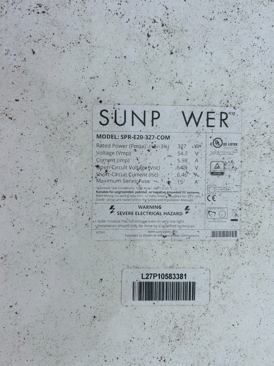 Sunpower E20-327 Solar Modules | eBay
