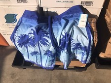 Corona Men's Blue Swim Trunks Shorts NEW Extra Stripes Palm Trees see Sizes