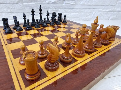 Rare Soviet Chess Set 1950s Mordovian Wooden Vintage Chess Antique Old USSR - Picture 2 of 21