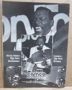 1975 CAMCO DRUMS print ad - features endorser ELVIN JONES - "The Jazz Drummer"