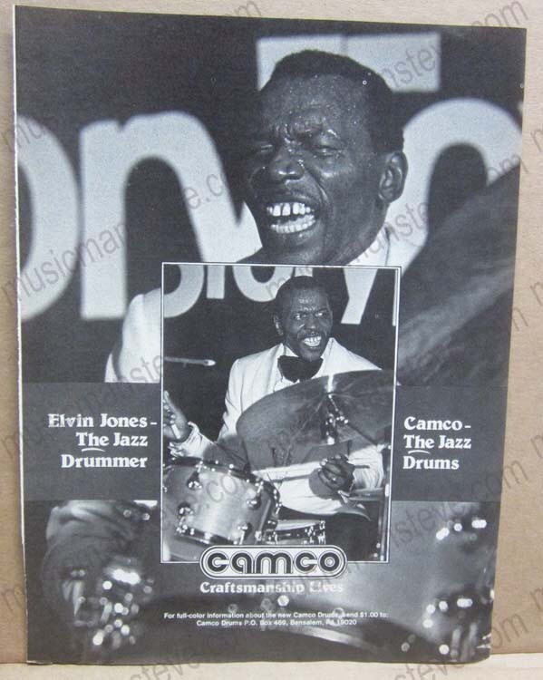1975 CAMCO DRUMS print ad - features endorser ELVIN JONES - "The Jazz Drummer"