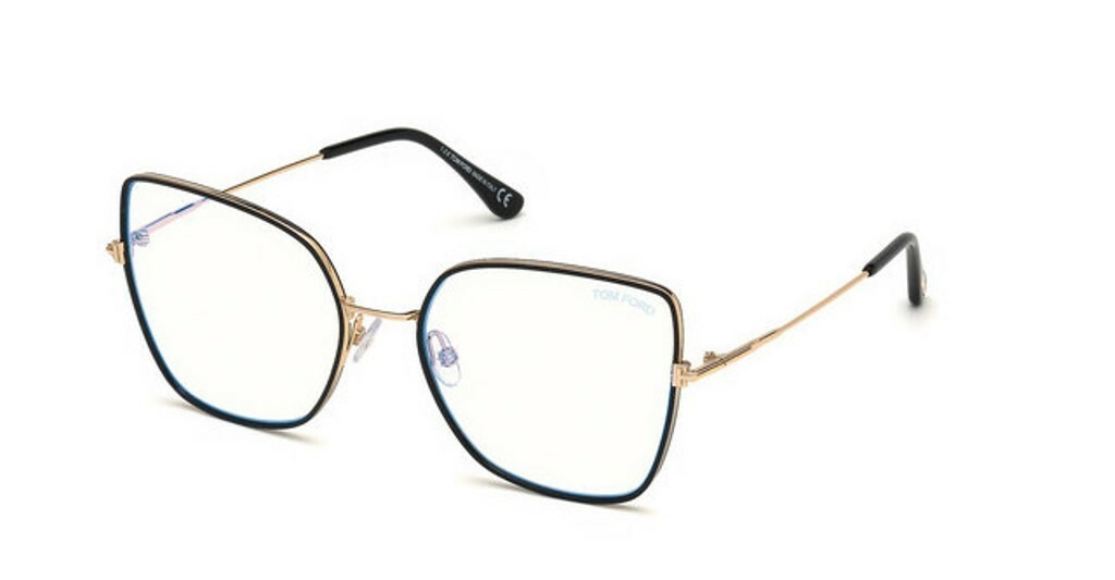Tom Ford 5630-B 001 56-19-140 Black/Gold Metal Eyeglass 