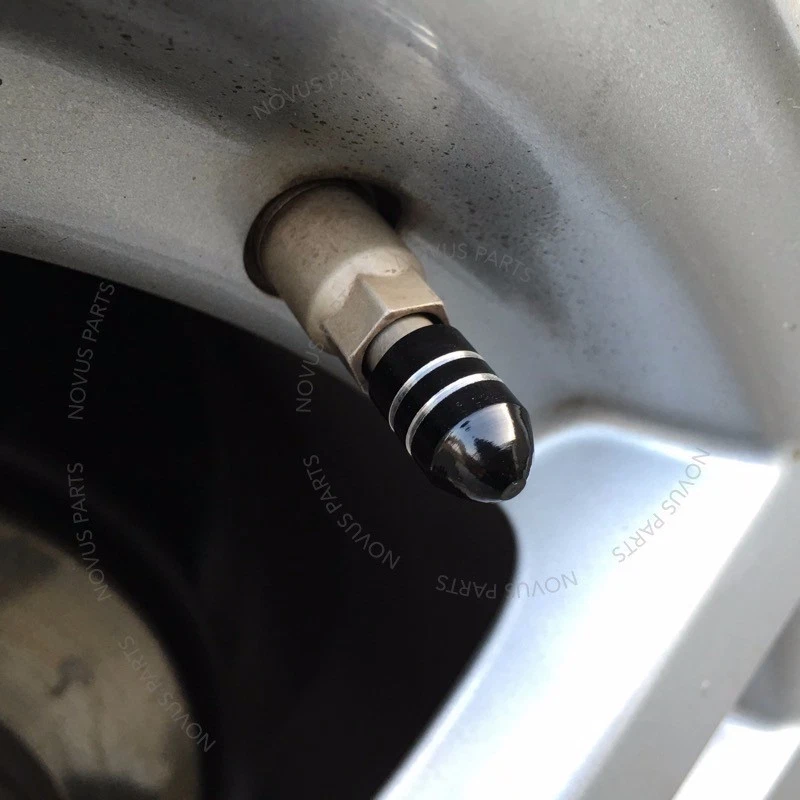 For Ford Mustang Taurus F-150 Black 4pcs Bullet Style Tire Valve Cap Rim Vehicle - Image 3 of 4