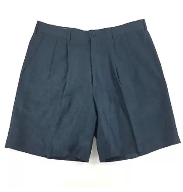 W.H. Belk Sportswear Blue Linen Pleated Shorts Size 36 eBay