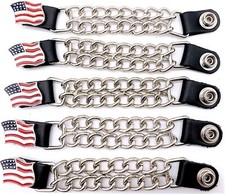 5 AMERICAN FLAG DOUBLE CHAIN MOTORCYCLE BIKER MILITARY VEST EXTENDERS USA MADE