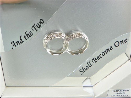 Fetco Home Silver Bridal Wedding Newlywed Keepsake Metal Photo Picture Album - Picture 2 of 6