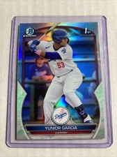 2023 Bowman Chrome #BCP-142- YUNIOR GARCIA Lunar Glow Refractor SP RC 1st Bowman