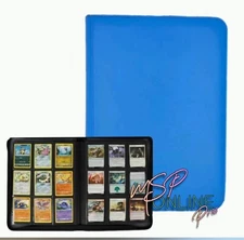 360 Card Pocket Binder with Zipper 9 Pocket Trading Cards Album Folder, Blue