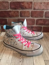 Comverse All Star Mujer 8 Zapatillas Altas Blanco Confeti Rosa Cordones Zapatos