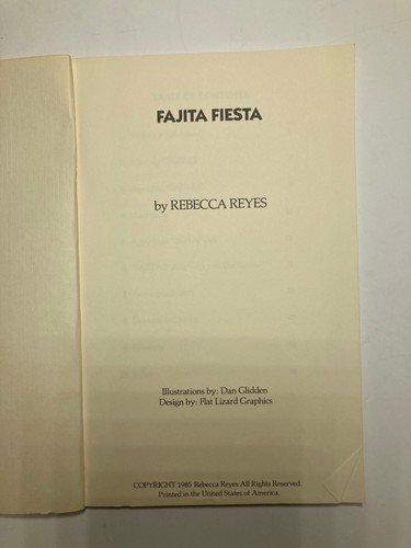 Fajita Fiesta By Rebecca Reyes Tex-Mex Fajitas Meals Desserts Mexican Food 1985 - Picture 2 of 24