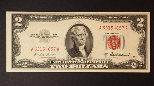 1953 A CRISP UNC 2 DOLLAR UNITED STATES NOTE *RED SEAL* - FREE SHIPPING! S3501