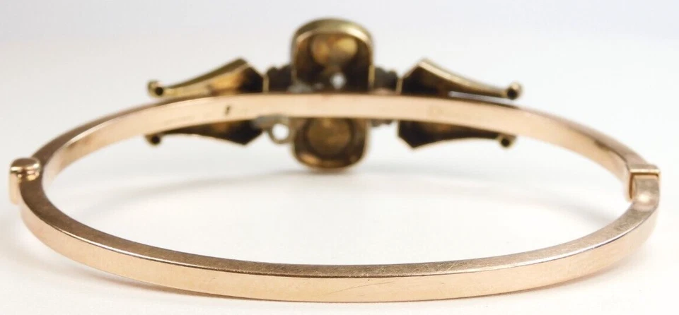 Brazalete Victoriano 3 Hojas Trébol Etrusco Oro Rosa/Verde 20/12K 6.25" Foto 3 de 4