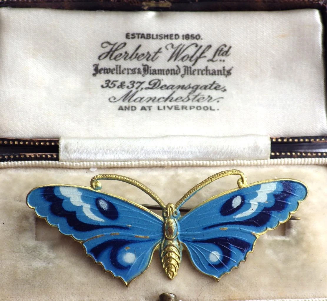 Vintage Enamel Butterfly Brooch Pin 1940's