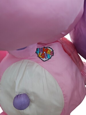 Vintage 80's Jumbo Love Pink Puppy Dog Nylon Stuffed Plush 28