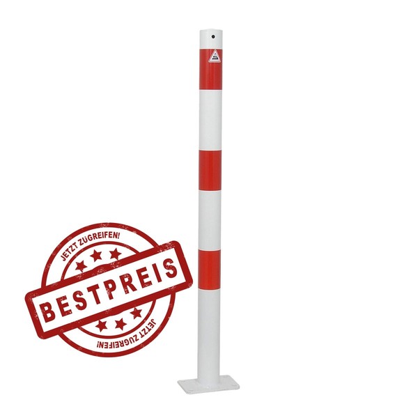 Absperrpfosten 60 Mm Stahlrohr Weiß-Rot FüR DüBelbefestigung-image