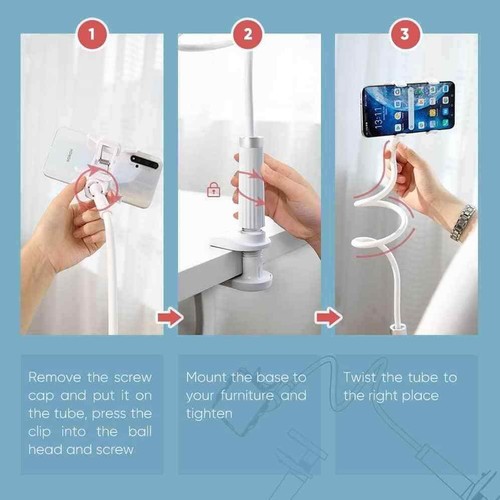 UGREEN 30488 Rotatable Adjustable Gooseneck Desktop Phone Holder White w/ Clamp - 第 6/7 張圖片
