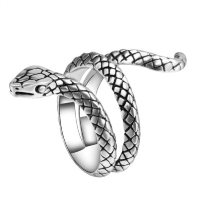 Kühle Tierring Gotische Edelstahl Schlange Öffnung verstellbares Geschenk-DE-.