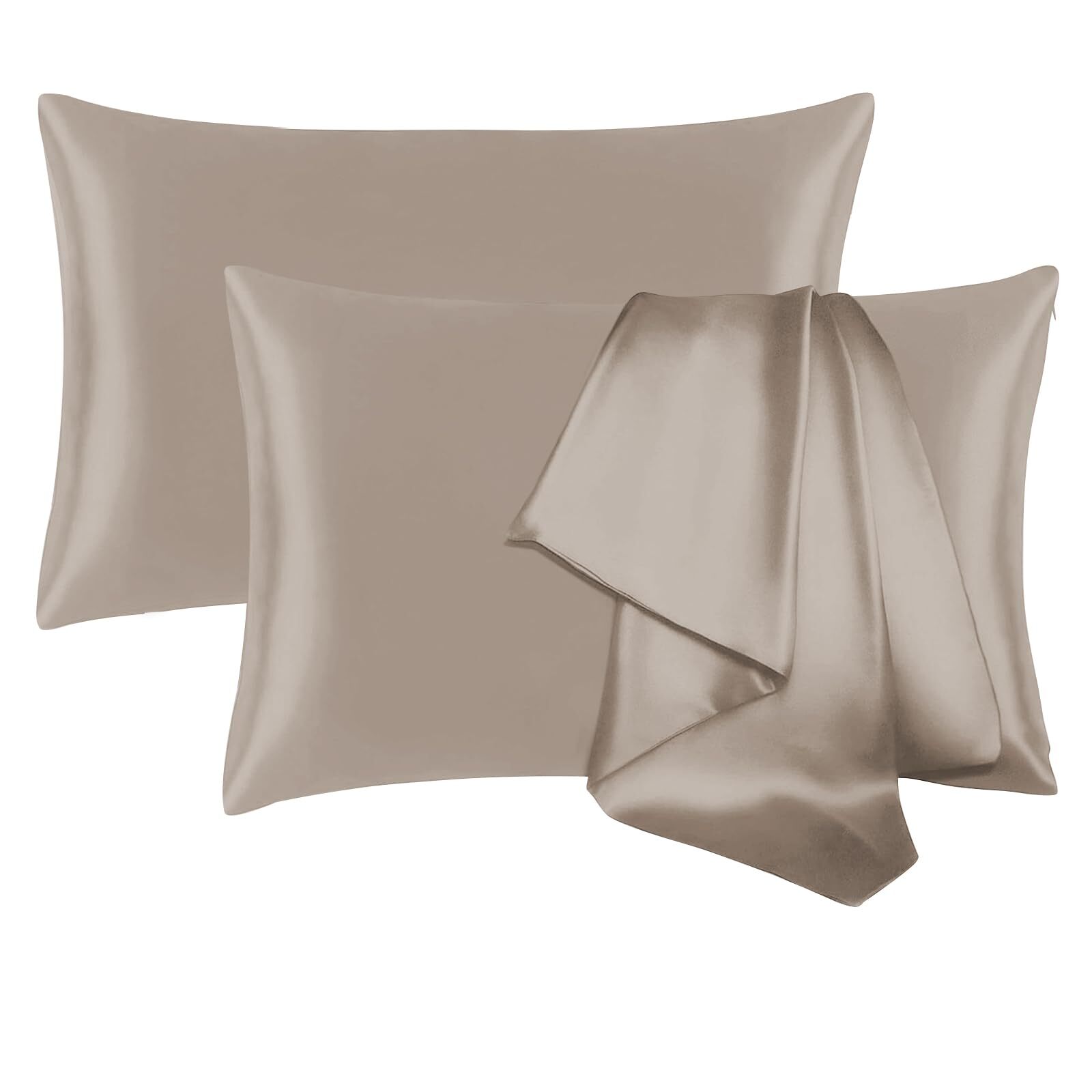 2 Pack Silk Pillowcase for Hair and Skin Soft Breathable Smooth Cooling Mulbe...