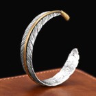 Men's Silver Feather Adjustable Bangle Cuff Bracelet Fashion Retro Jewelry USA