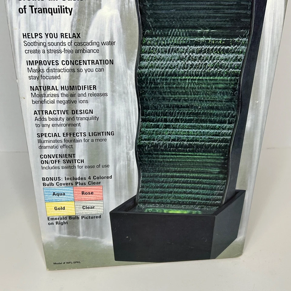 Homedics Envirascape Sparkling Falls Tranquility Waterfall With Light NIB - Image 3 of 4