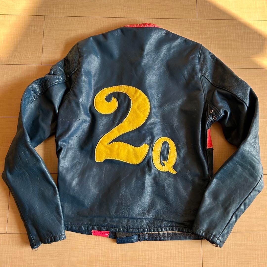BATES Vintage Leather jacket 1970's Size S USED Rare Blue a