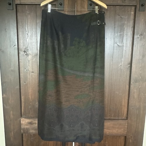 VINTAGE Ralph Lauren Oxfordshire Castle Country Equestrian Wrap Skirt Sz 14 W