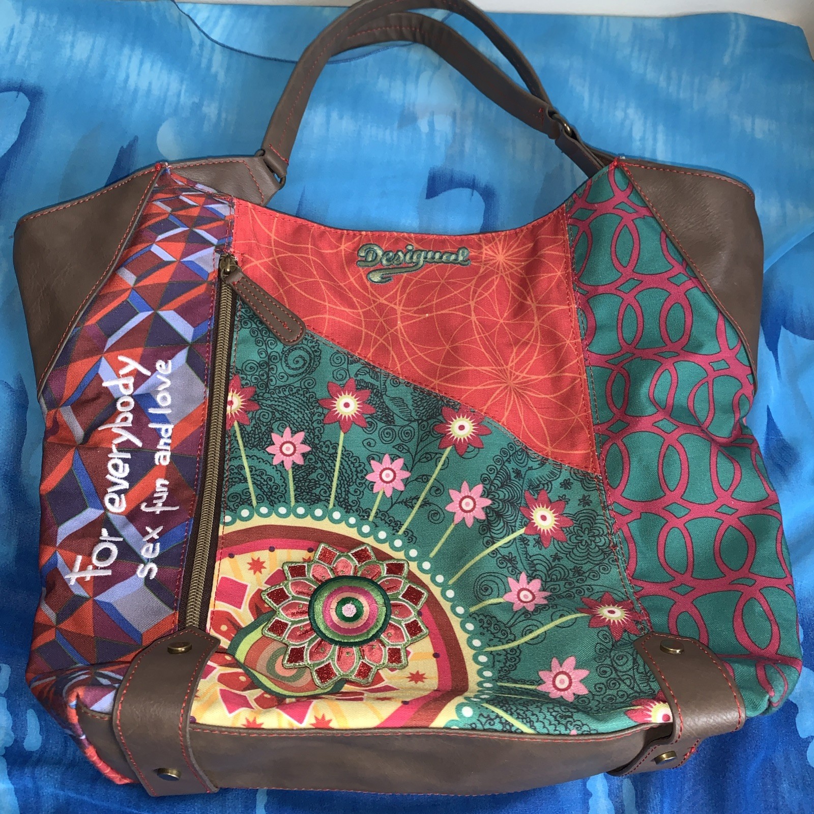 Desigual Purse Hand Bag Patchwork Embroidery Colo… - image 3