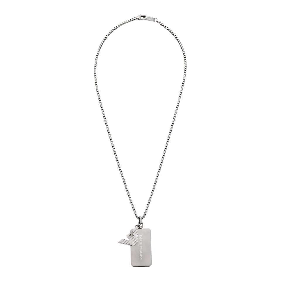 Men's EMPORIO ARMANI EGS3167040 Stainless Steel Plate Necklace - Image 2 of 2